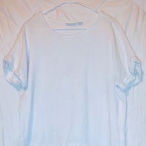 Liz Claiborne Top Women's Adult XL Color White Drawstring Waist Boat Neck Soft